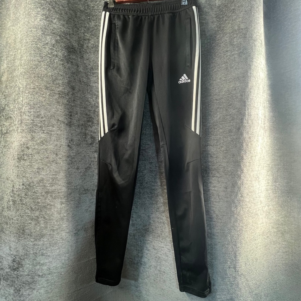 Adidas Womens Black Climalite Track Pants Athletic‎ 3 Stripe Joggers Size XS